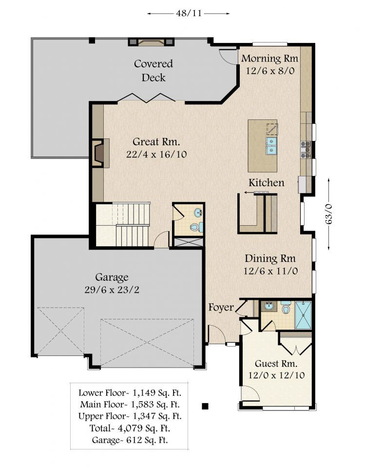 Madonna 2 House Plan Modern Downhill 5 BD 3 Car Open Concept Home