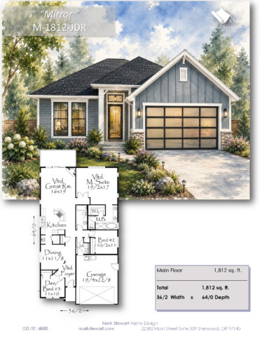 Classic Narrow One Story Plan - Mirror - M-1812-JDR