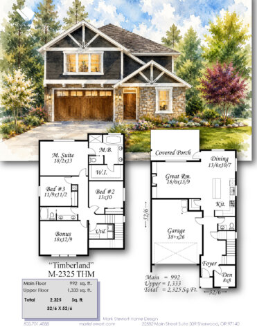 Affordable Modern Heritage House Plan – Timberland – M-2325 THM Summary page 
