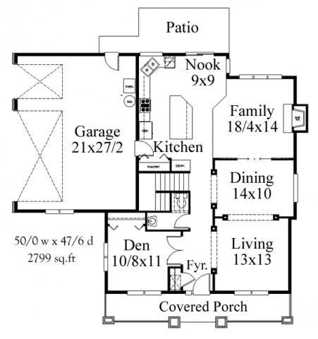 2799 House Plan | Two Story Traditional Country Style Home Design