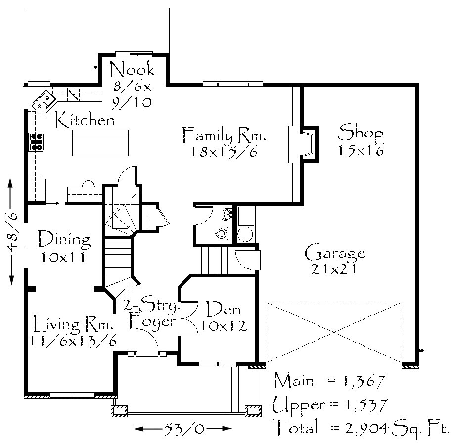 M-2904 House Plan | Shingle Style