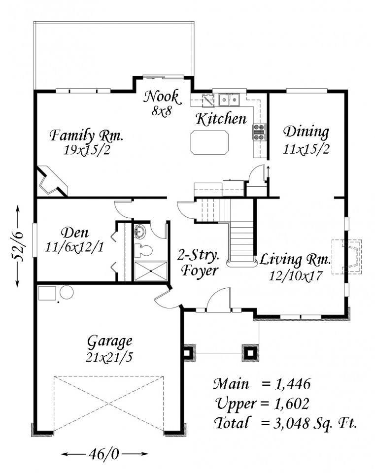 3048 House Plan | Two Story Transitional French Country Home Design