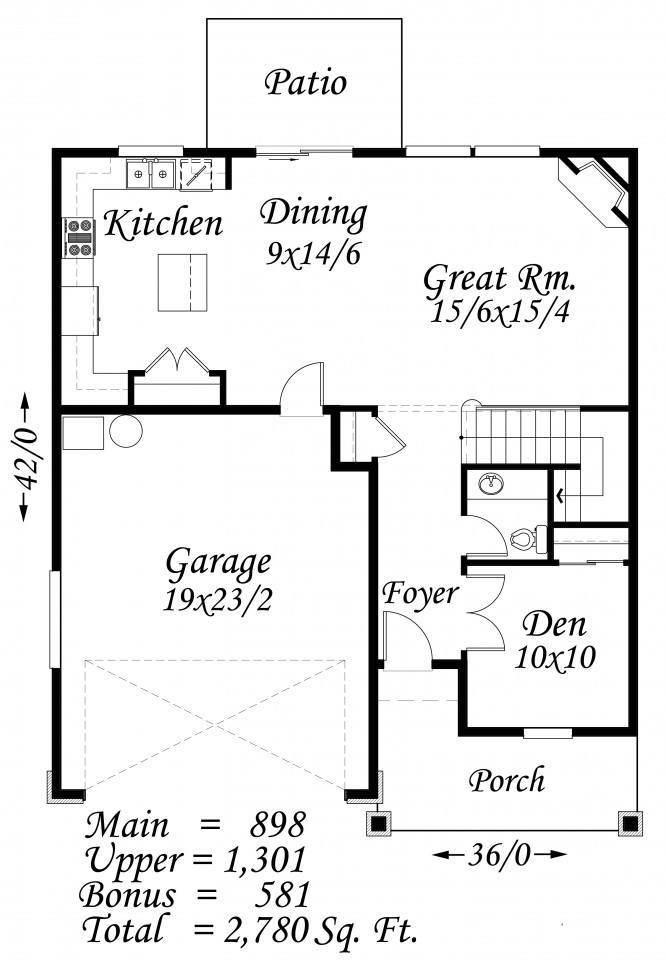 Free Space House Plan | Two Story Transitional Country Style Home Design