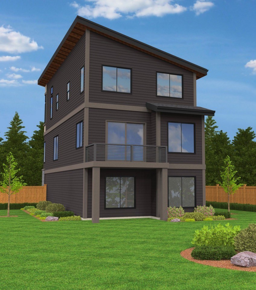 Madison House Plan | Three Story Modern Industrial Skinny Home Design