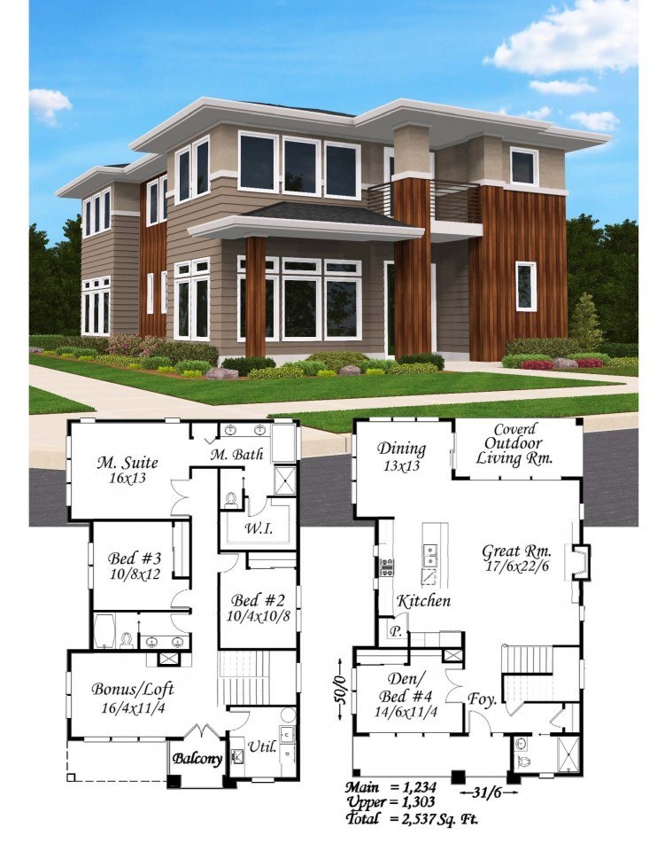 Hip Corner House Plan | Modern Home Design Built in Portland OR