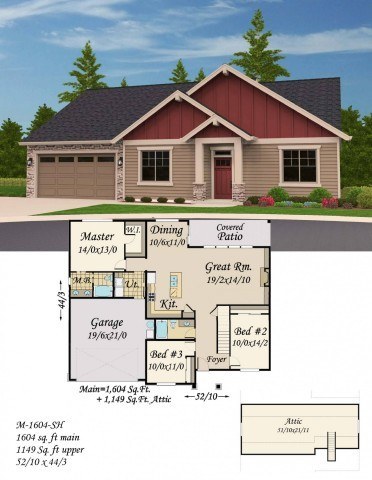 Craftsman House plan with huge bonus room perfect for Hobbies, Kids