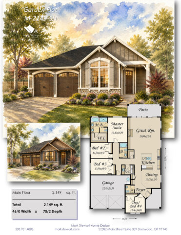 One Story Cottage House Plan -Garden Flat-M-2149-SH