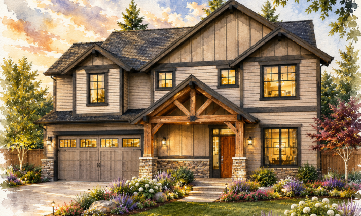 Value engineered Luxury House Plan - Bend - M-2480-MSK Rendering
