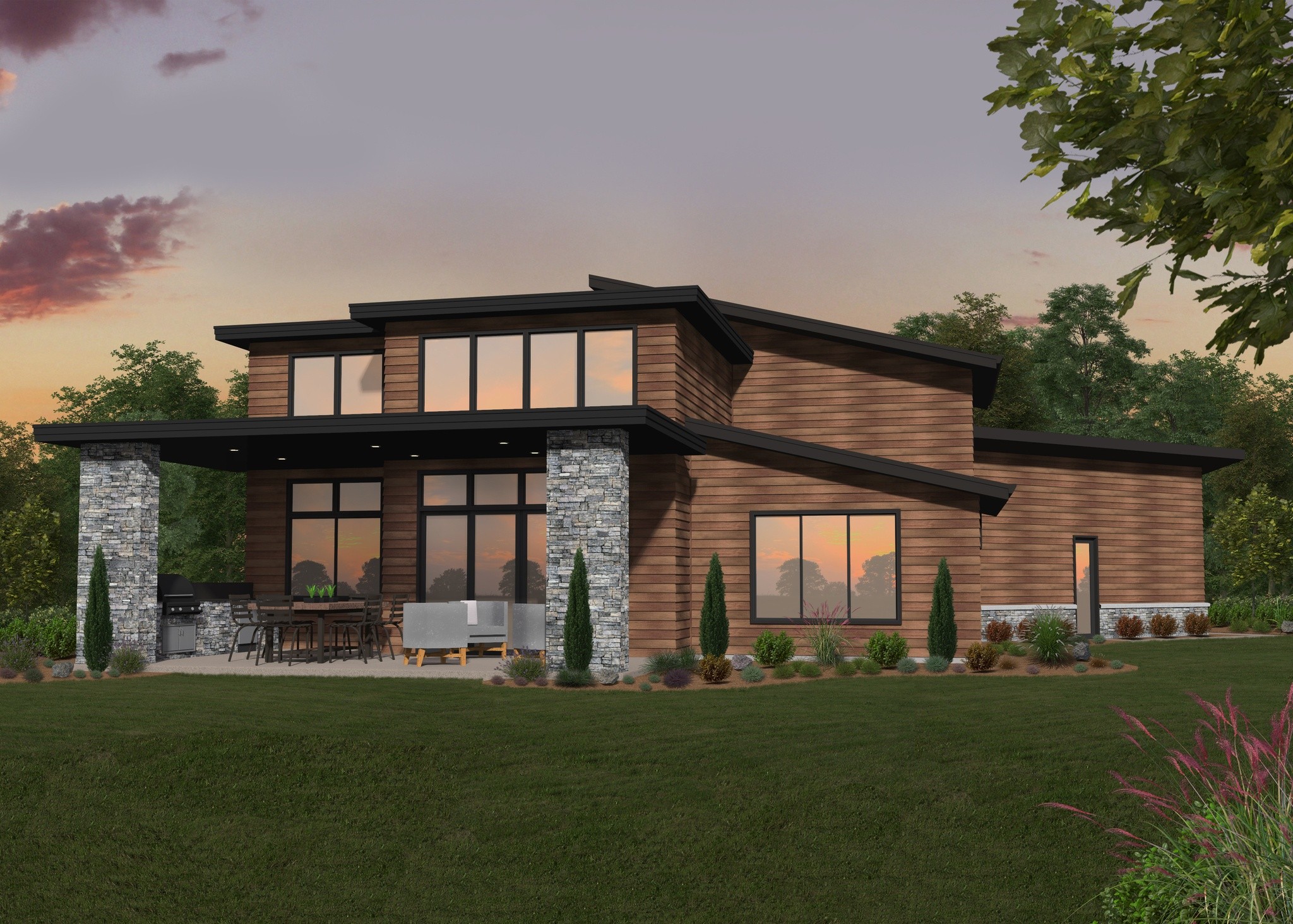 A Modern  Empty  Nester  House  Plan  with unique and award 