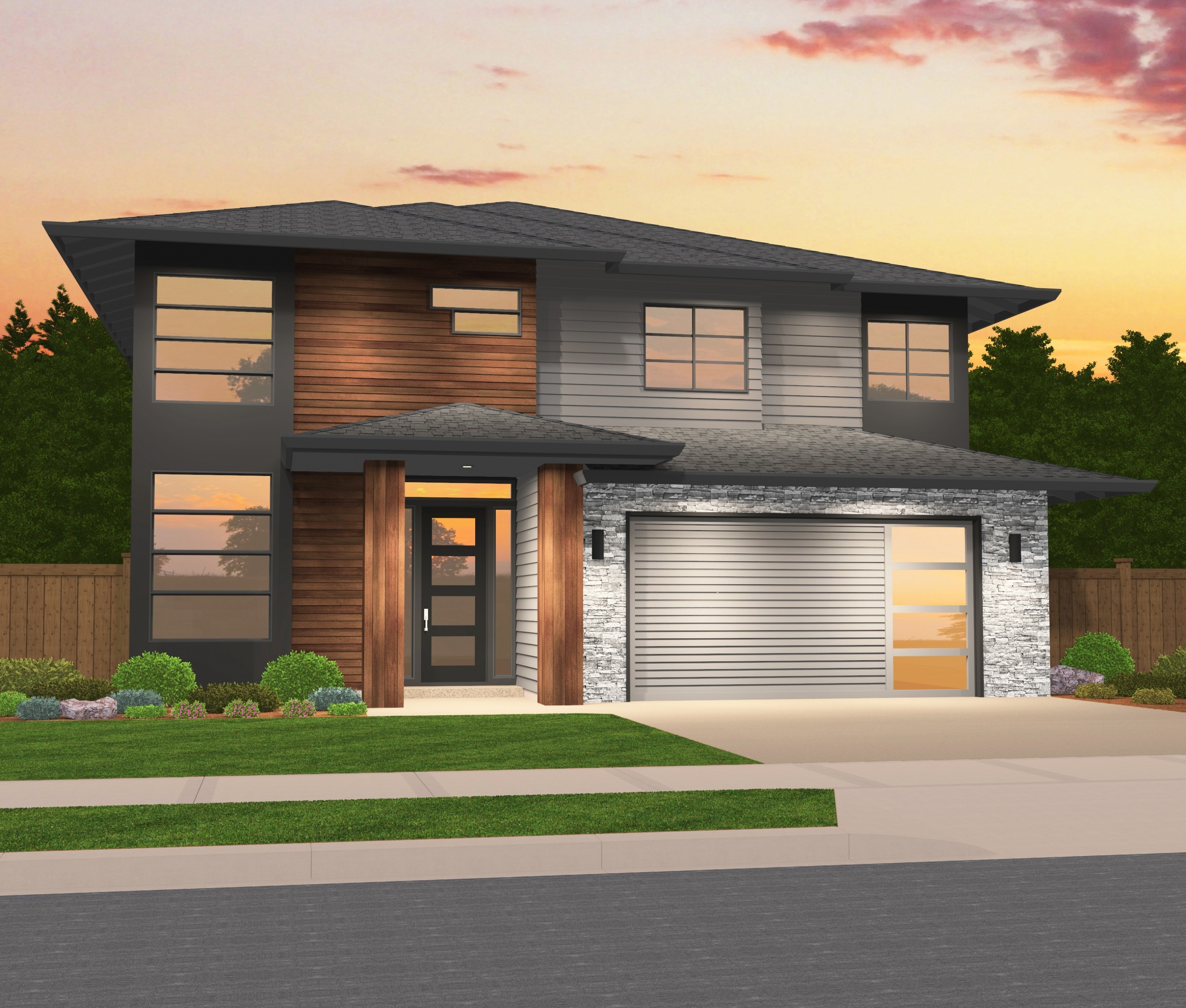 "Sterling" Hip Northwest Modern 2 Story Modern House Plans by Mark