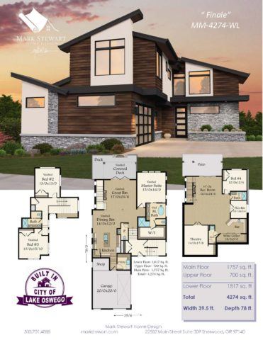 Westlake 5 House Plan | Narrow Downhill Modern House Plan