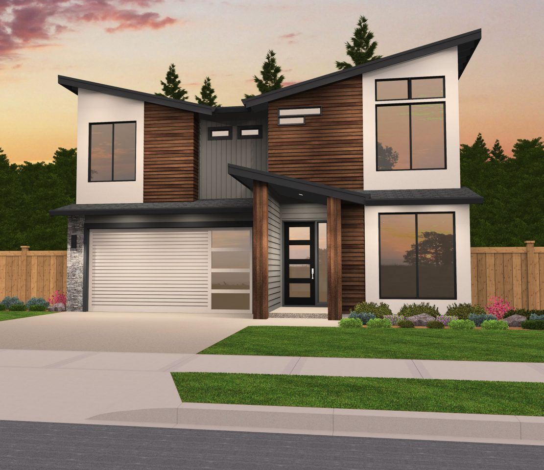 Shedland House Plan | Butterfly Modern Affordable 4 Bed 2 Car Home ...