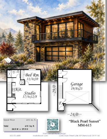 Modern Small House Plan 2 car garage-Black Pearl Sunset - MM-615_Summary 
