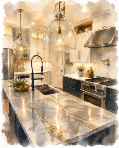 Best Selling Modern House Plan -Modern Ridge- MM-2434-TL Kitchen watercolor