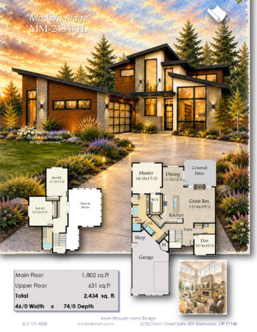 Best Selling Modern House Plan -Modern Ridge- MM-2434-TL