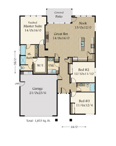 Brightness - Modern House Plan one story 3 bedroom - MM-1853-B One ...