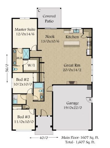 Morrison - Home Design Modern one story affordable - MM-1608-B | One ...
