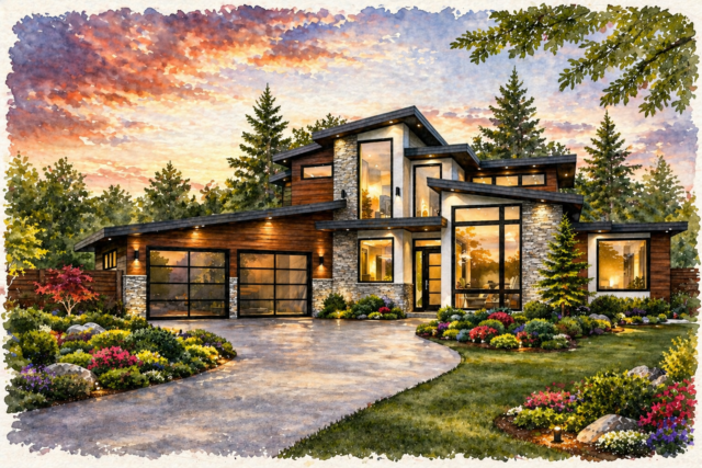 Perfect Modern House Plan | Sting X-16A MM-2515 Front View