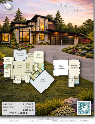 Perfect Modern Home Design - Sting X-16A- MM-2515 Summary Rendering and floor plans