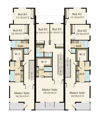 Killingsworth 3 House Plan | HIgh Style Modern 3 Plex Home Design - M ...