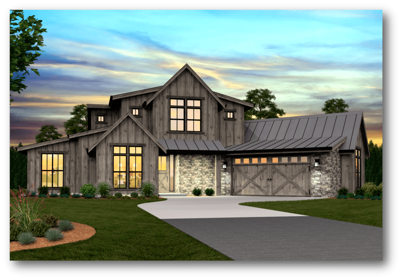 Sandridge Modern Farmhouse House Plan MF 3465 Barn Gray 1280x894 