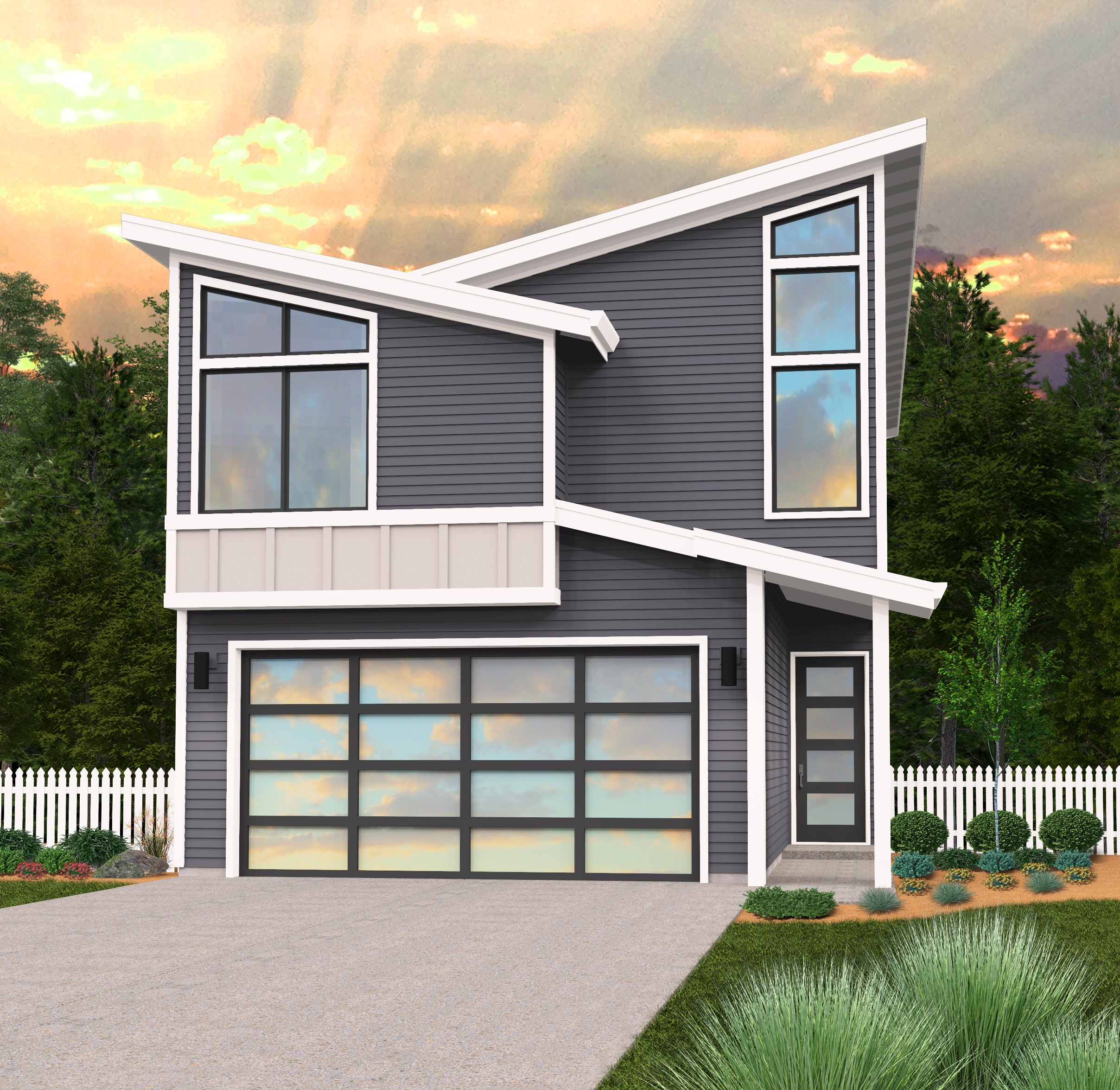 Narrow 2  story  Modern Home  Design with builders favorite 