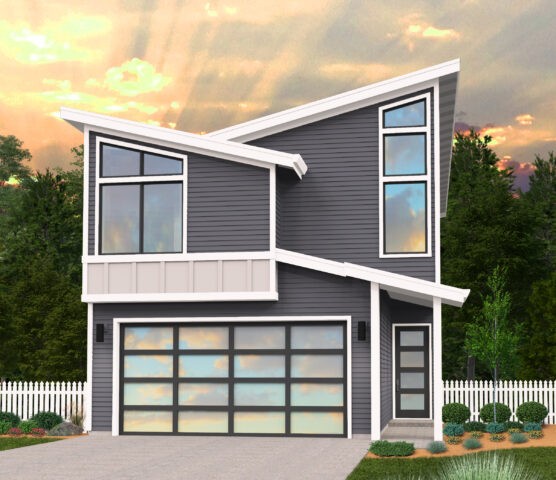 Dimes House Plan | Two Story Narrow Modern Shed Roof 4 BD Home Design ...