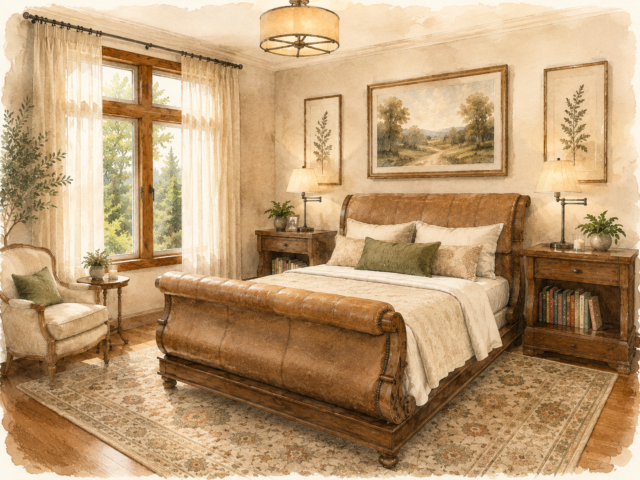 Modern Heritage Storybook House Plan M-2685-A Primary Bedroom