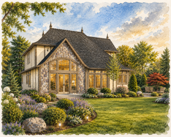 Modern Heritage Storybook House Plan M-2685-A Rear 