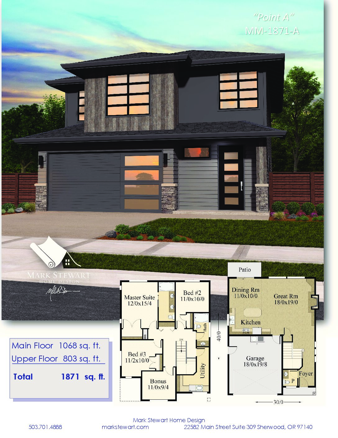 Point A House Plan | Modern Family Home Design with Great Room and 3 BD ...