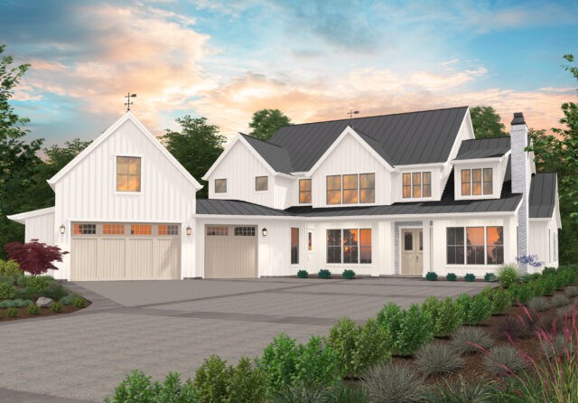 Lucy House Plan | Grand Rustic Farmhouse Home Design - MF-3313