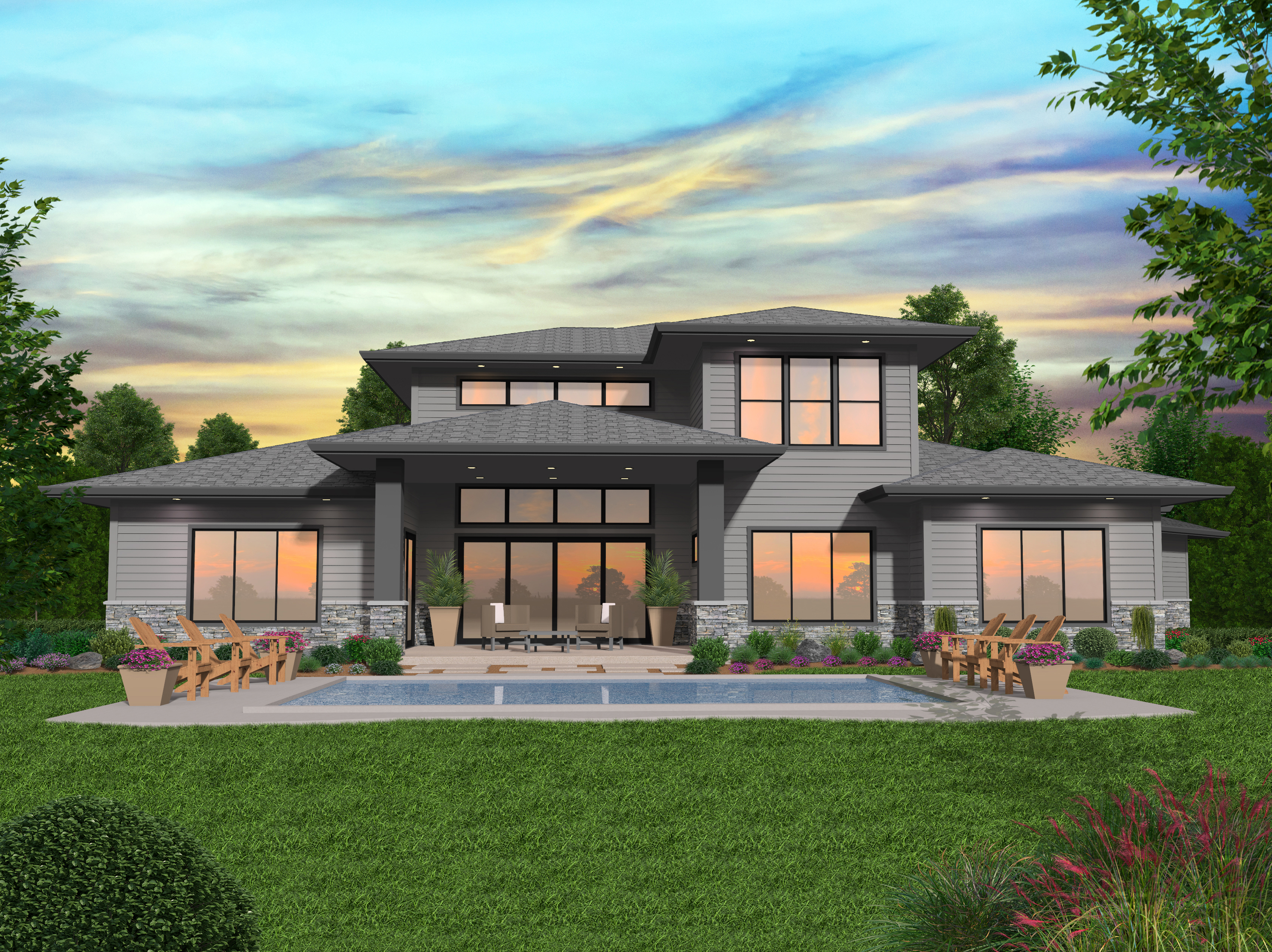 Taliesen House Plan | Two-Story Modern Prairie Style Home Design
