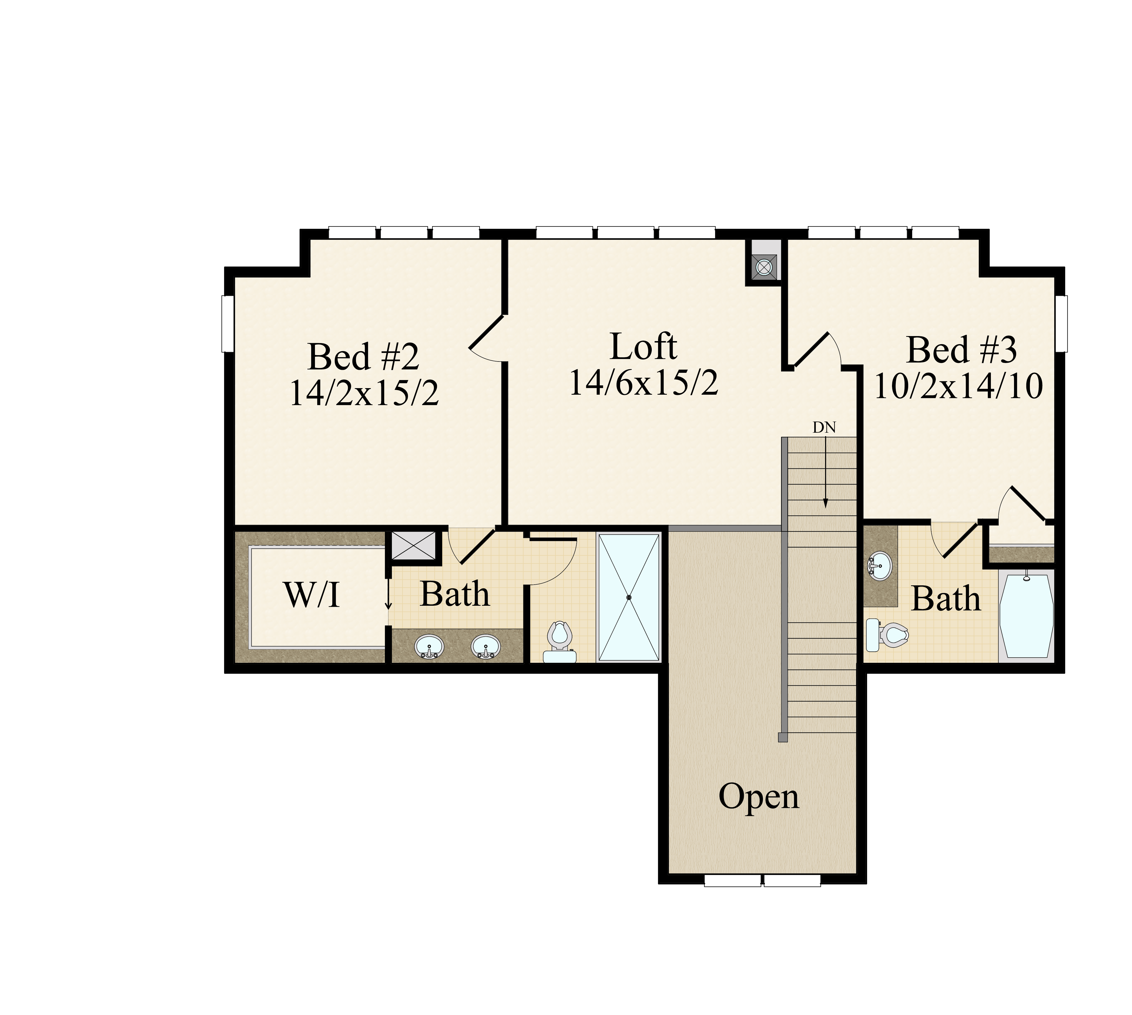 Sister 89 House Plan | Bungalow Main Floor Primary Large Rooms Home ...