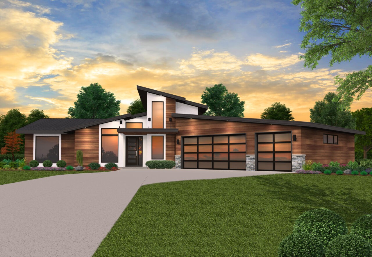 Rock Star House Plan | One Story Exciting Modern MCM Home Design - X-20