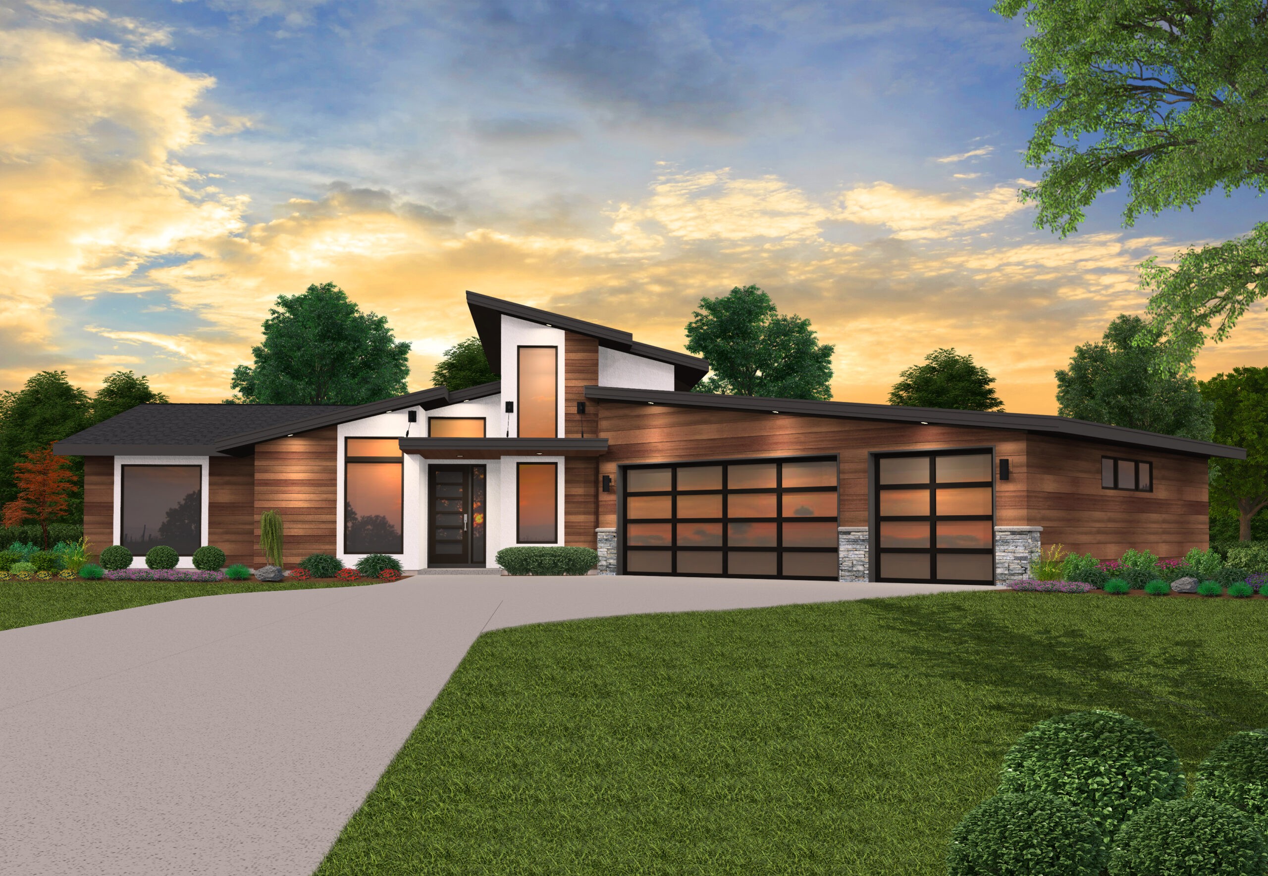 Rock Star Exciting Modern MCM One Story House Plan X 20 Modern 