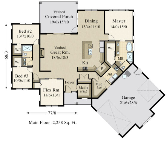 Cape May | Airy Best Selling Open One-Story Rustic House Plan - MF-2238