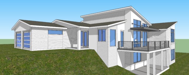 Francisco House Plan | MCM Uphill Home Design with Dual Garages and ...