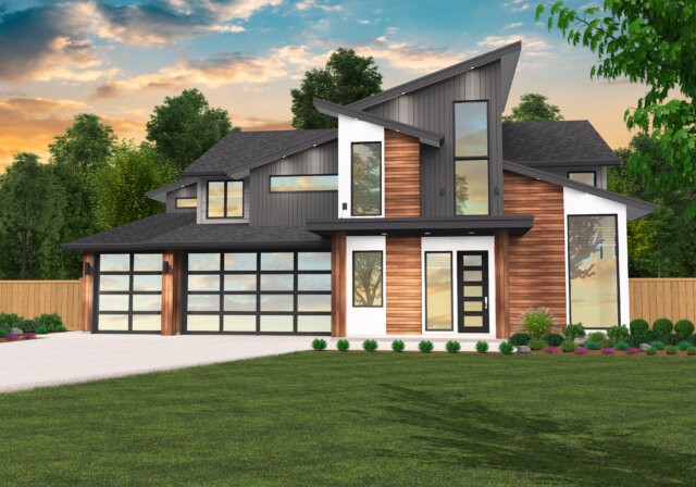 Modern 7 House Plan | Shed Roof Rustic Modern 2 Suite Home Design MM-2659