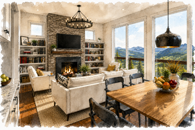 Black Pearl Barn – Rustic Tiny Home 2 Car Garage Deck – MB-615 Open Concept Main Floor 