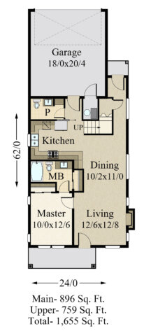 Smith Creek Main House Plan | Narrow Farm Home Design with Main Floor ...