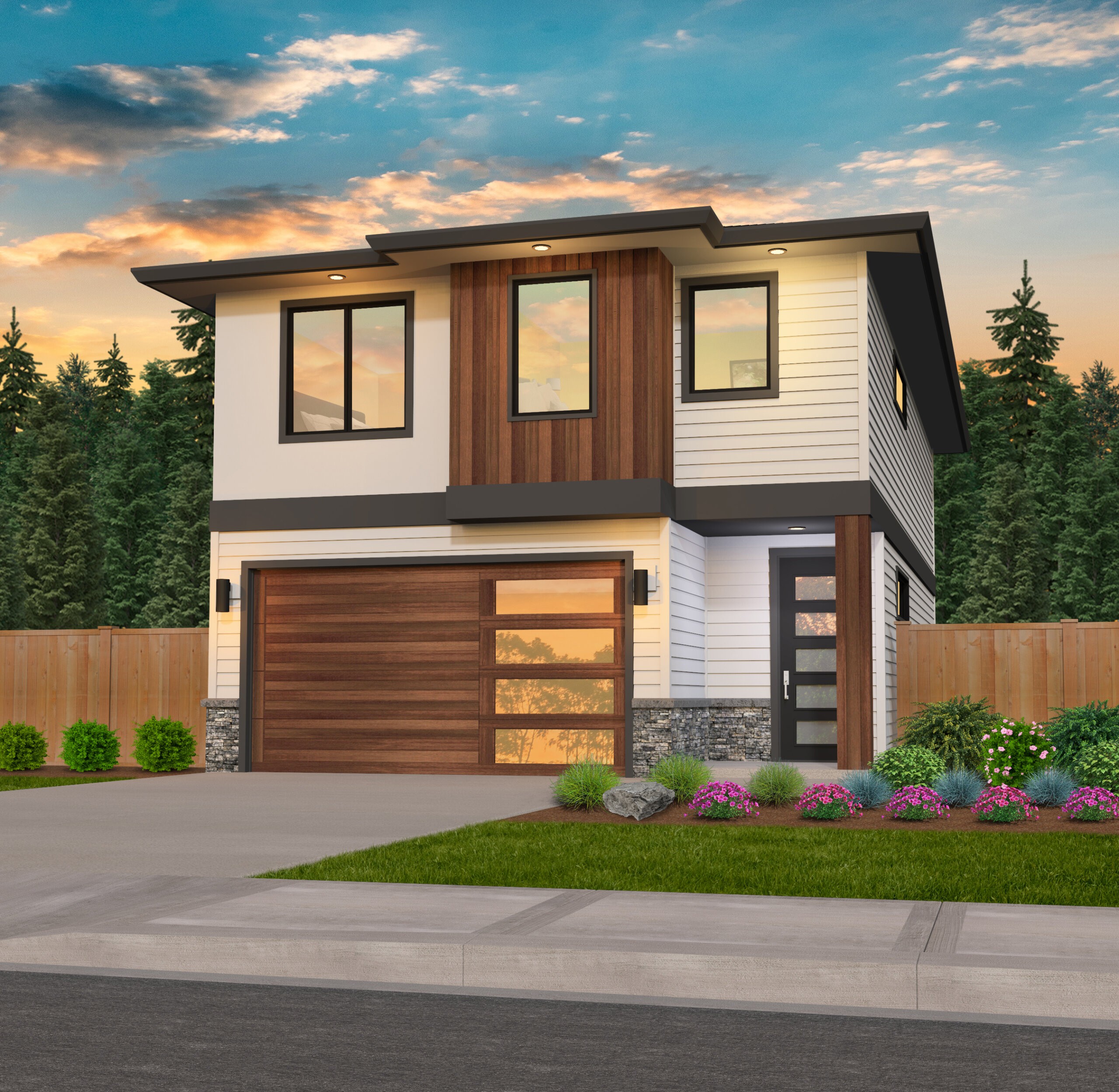 Nice Small Modern House   MODERN TWO STORY NARROW LOT SMALL HOUSE PLAN MM 1759 ORANGES FRONT VIEW Scaled 