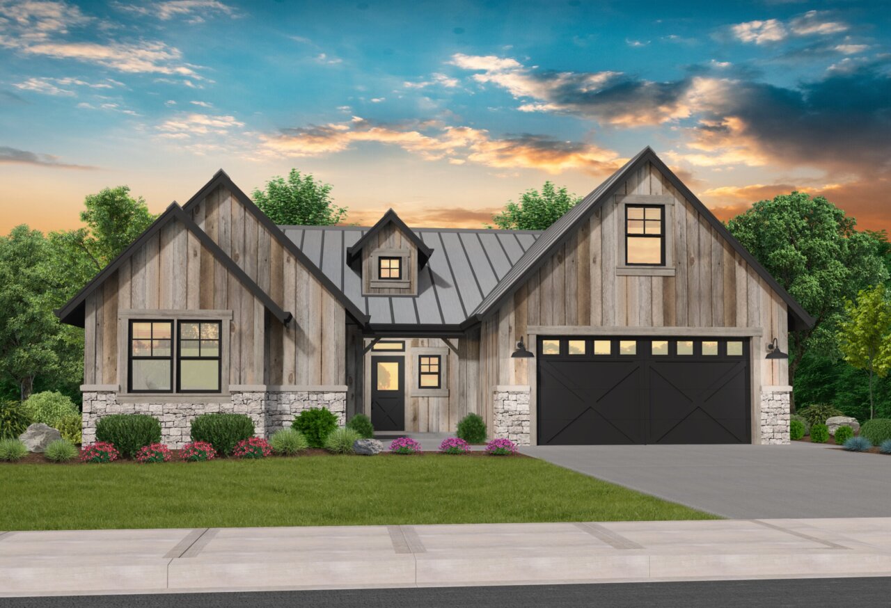 Blue Mountain House Plan | Beautiful Ranch Farmhouse Home Design with 2 ...