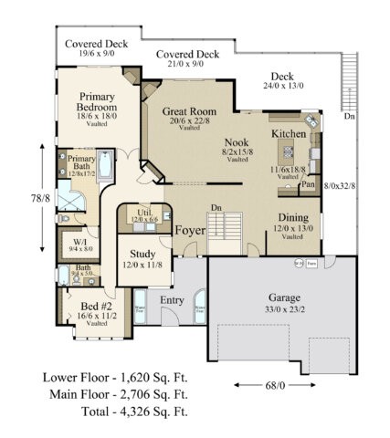 Zap - Large Modern House Plan downhill lot - MM-4326 Modern Downhill ...