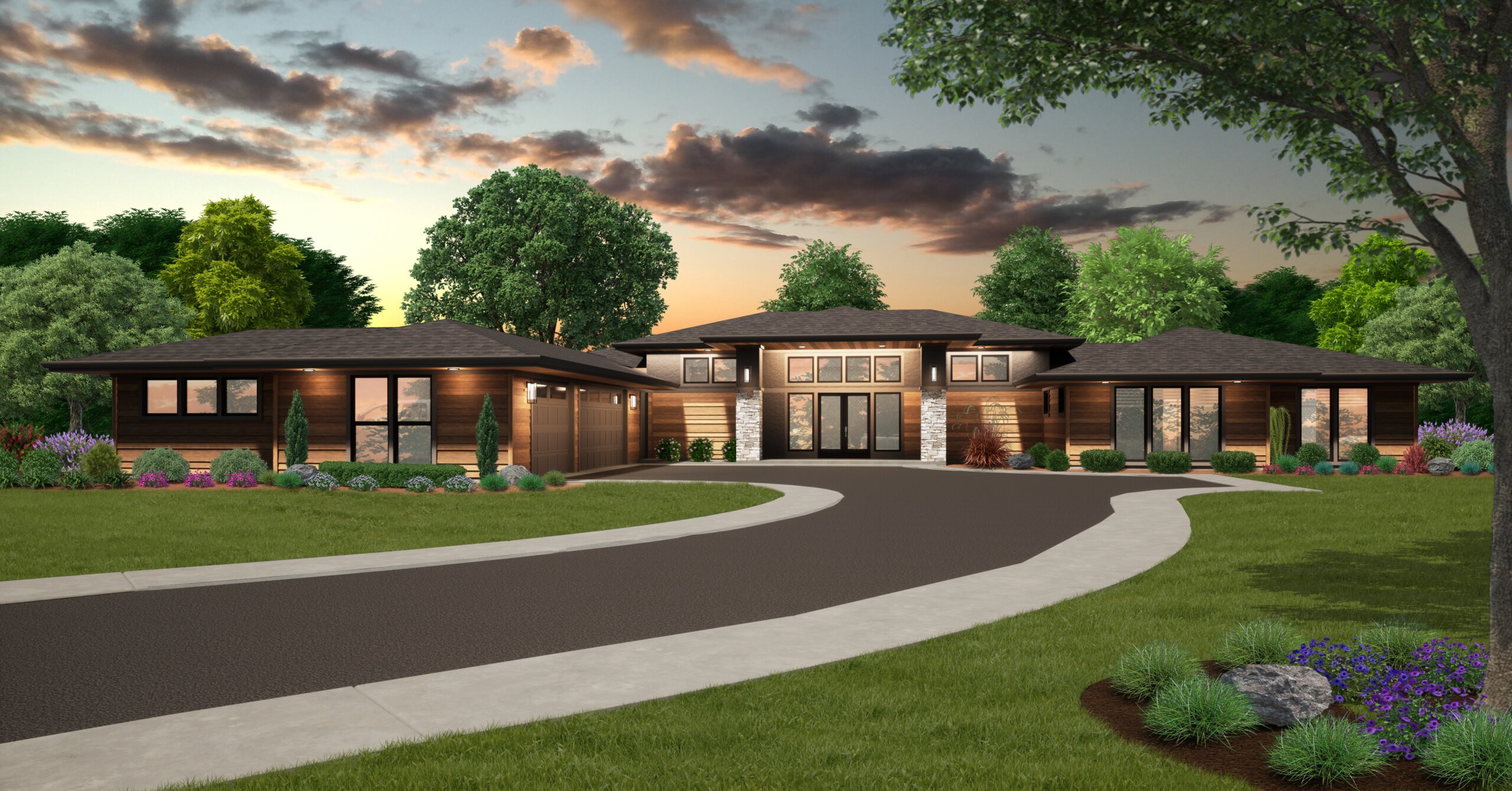 Oak Park House Plan | Modern One Story Hip Roof Home Design - MM-2896-H