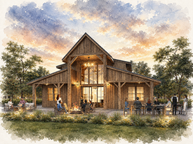 Good and Plenty – Authentic Barn Style Lodge House Plan – Massive Garage – MB-1899 Front View
