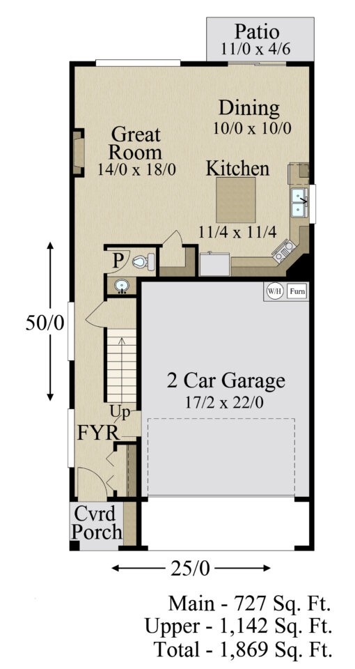 Vitality House Plan | Two Story Narrow Lot Home Design - MM-1869-A