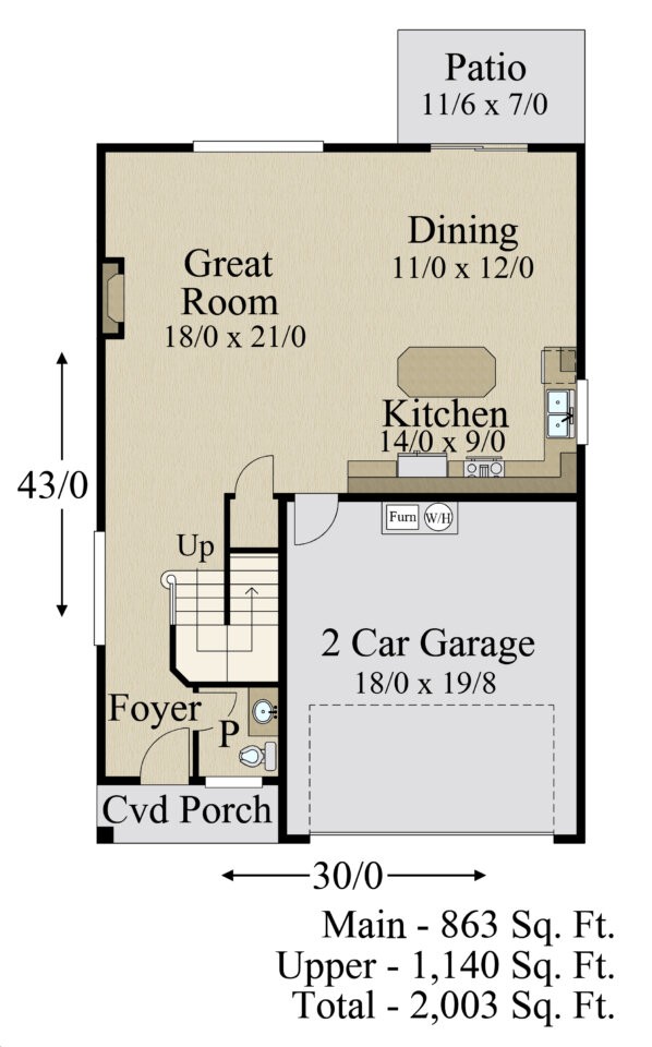 Strum House Plan | Two Story Modern Narrow Home Design - MM-2003-CH