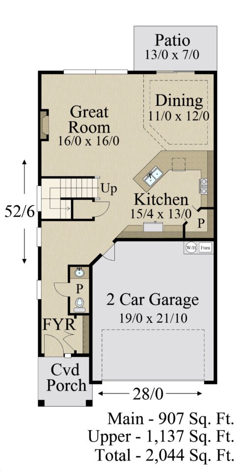 Tess House Plan | Two Story Narrow Modern Home Design - MM-2044-A