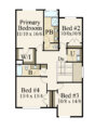 Narrow modern house plan MM-2092-B Upper Floor