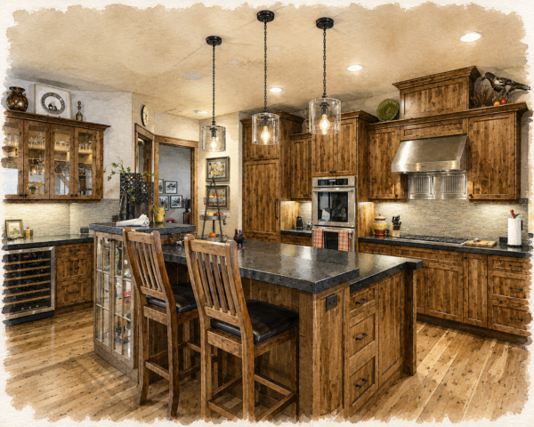 Rustic Mountain Style House Plan - Adirondack - MB-2597 Kitchen 